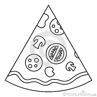Slice of pizza icon, outline style Vector Illustration