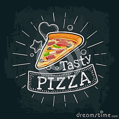 Slice pizza mexican. Vector color flat illustration Vector Illustration