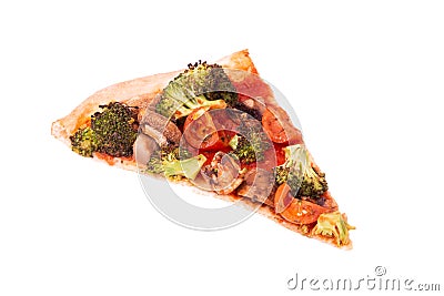 A slice of pizza with veggie vegetables, top view, isolate Stock Photo