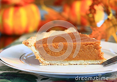 Slice of pumpkin pie Stock Photo