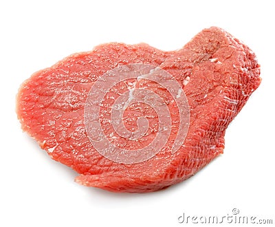 Slice of red meat isolated on white Stock Photo