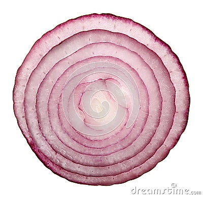 Slice of red onion isolated on white Stock Photo