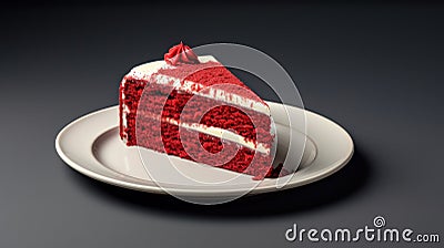 a slice of red velvet cake on a plate Stock Photo