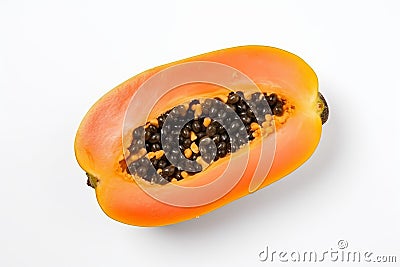 Slice ripe papaya cut. Generate Ai Stock Photo