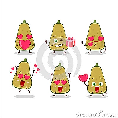 Slice of squash cartoon character with love cute emoticon Vector Illustration