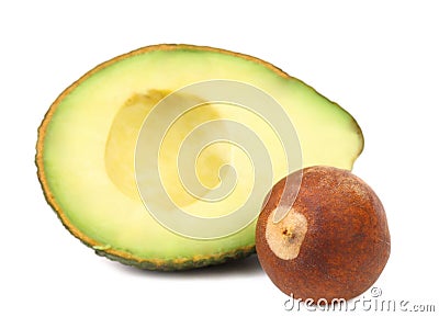 Slice and stone of avocado. Stock Photo