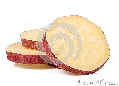 Slice sweet potato isolated on white background Stock Photo