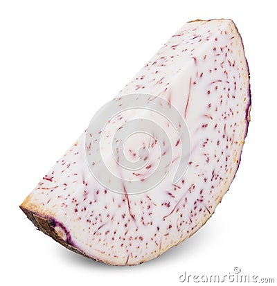 Slice taro fruit isolated on white clipping path Stock Photo