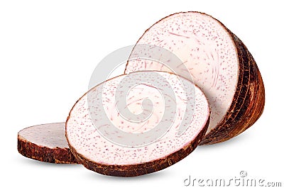Slice taro isolated on white clipping path Stock Photo