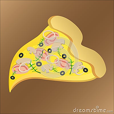 Slice of tasty pizza with ham and cheese Stock Photo