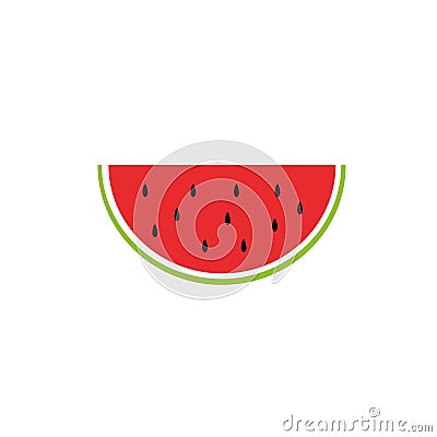 Slice of watermelon in a flat style. vector graphic. For design, banner, sticker, poster, card, label. piece, juicy Vector Illustration