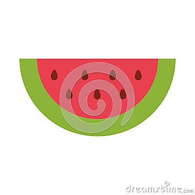 Slice watermelon fruit tropical fresh flat icon style Vector Illustration