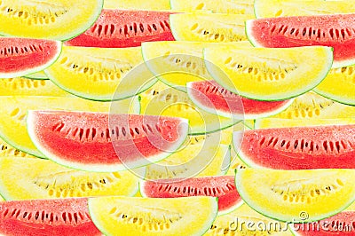 Slice watermelon Yellow on white background Stock Photo
