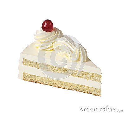 Slice of white cream cake Stock Photo