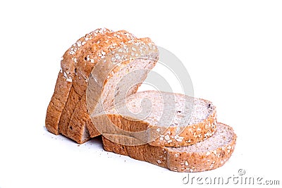 Slice whole wheat bread isolated on white background Stock Photo