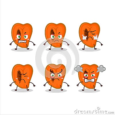 Slice of zapote cartoon character with various angry expressions Vector Illustration