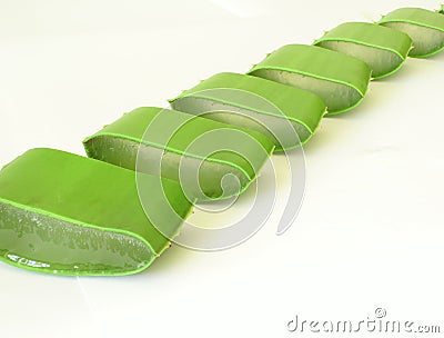 Sliced aloe row Stock Photo