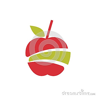 Sliced Apple Cut Juice Pulp Extract Fruit Logo Vector Illustration