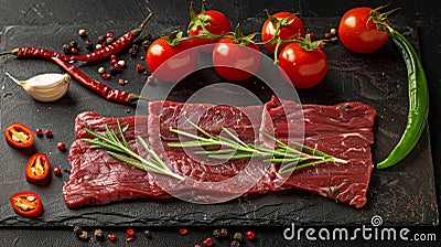 Sliced asian wagyu beef for bbq chinese, japanese, and korean culinary perfection Stock Photo