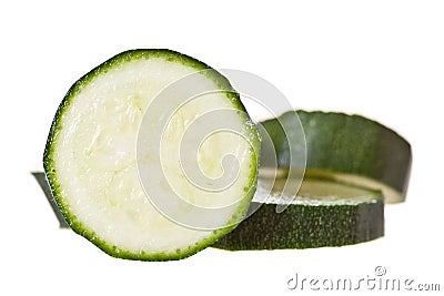 Sliced baby marrow on a white background Stock Photo