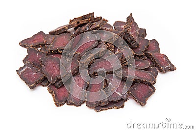 Sliced beef Biltong South African Beef Jerky. Stock Photo