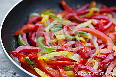 Sliced bell peppers Stock Photo