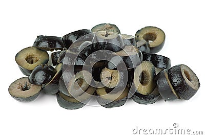 Sliced black olives Stock Photo