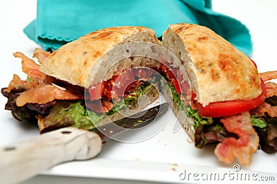 Sliced BLT Closeup Stock Photo