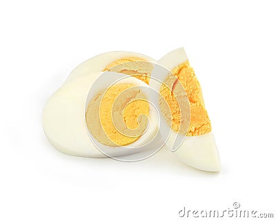 Sliced boiled egg on a white background Stock Photo