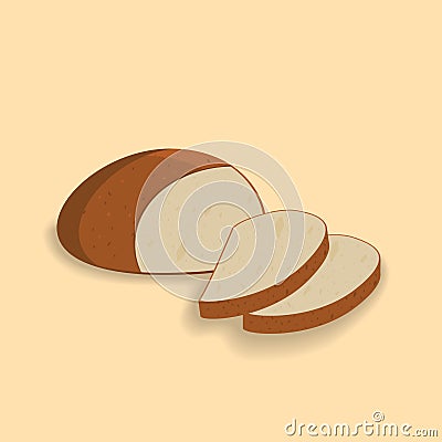 Sliced bread on light yellow background Vector Illustration