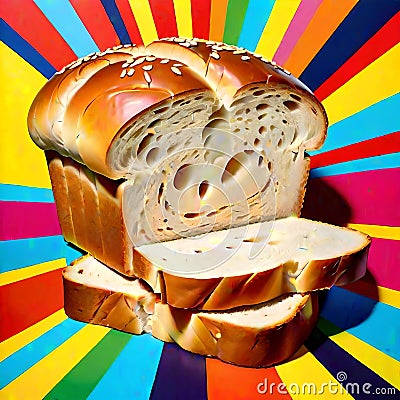 Sliced bread loaf food popart colors Cartoon Illustration