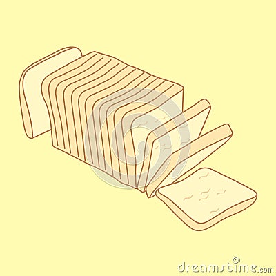 Sliced bread loaf, sketch illustration, vector 10 EPS Vector Illustration