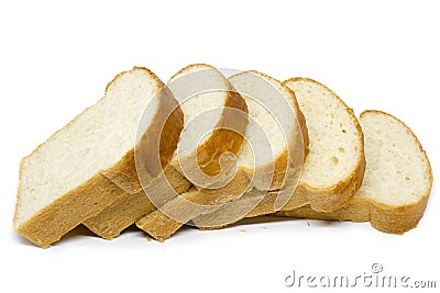 Sliced bread loaf white bread on white background Stock Photo