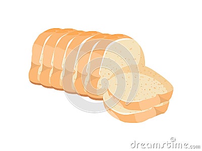 Sliced bread.White bread vector illustration. Vector Illustration