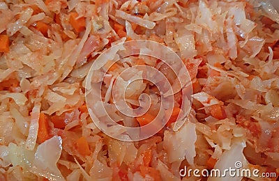 Sliced cabbage ant carrot fried cooking process Stock Photo