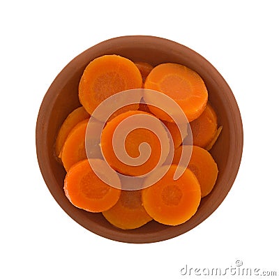 Sliced canned carrots in a small bowl Stock Photo