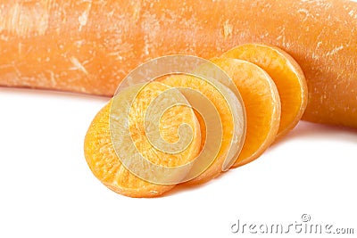 Sliced carrot. White background. Isolated. Stock Photo