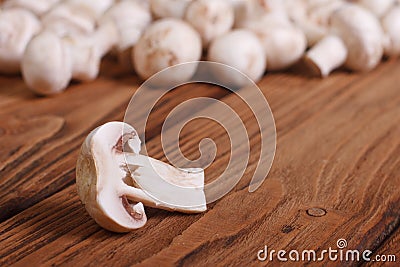 Sliced champignon Stock Photo
