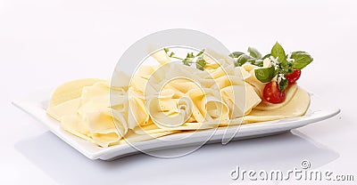 Sliced cheese Stock Photo