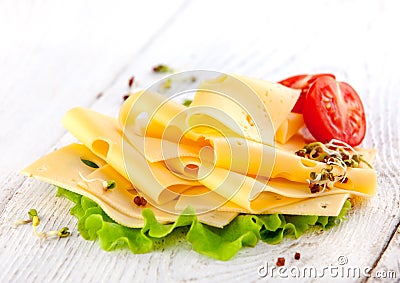 Sliced cheese Stock Photo