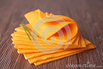 Sliced cheese Stock Photo