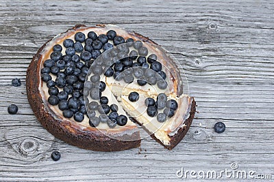 Sliced cheesecake New York with blueberry Stock Photo