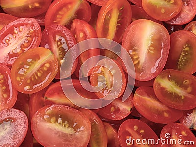 Sliced cherry tomatoes Stock Photo