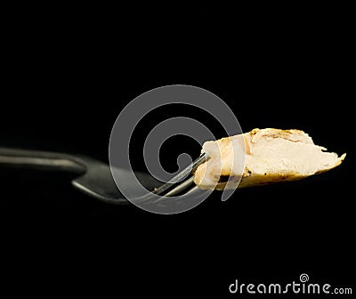 Sliced Chicken on Fork Stock Photo