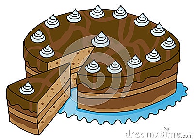 Sliced chocolate cake Vector Illustration