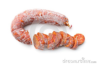 Sliced chorizo sausage Stock Photo