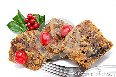Sliced Christmas Fruitcake Stock Photo