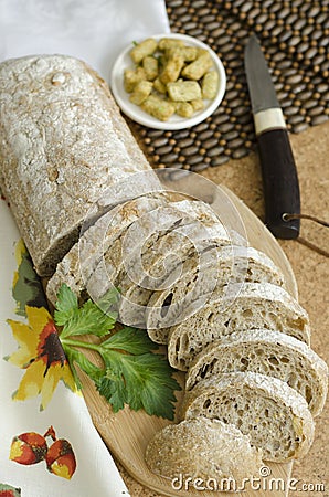 Sliced ciabatta bread Stock Photo