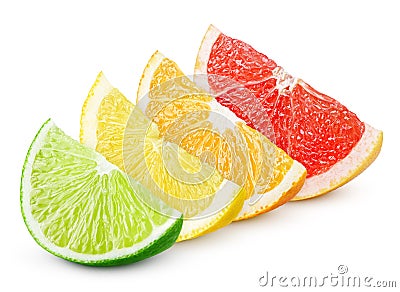 Sliced citrus fruit - lime, lemon, orange and grapefruit Stock Photo