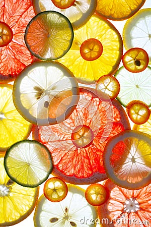 Sliced citrus fruits Stock Photo